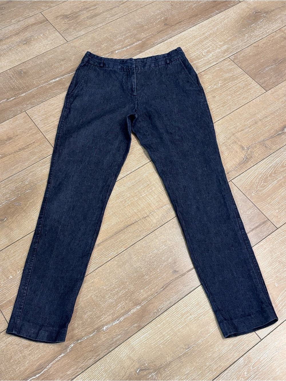 Luciano Barbera Women’s Italian 40 Black 100% Linen Straight Leg Pants - Picture 2 of 11